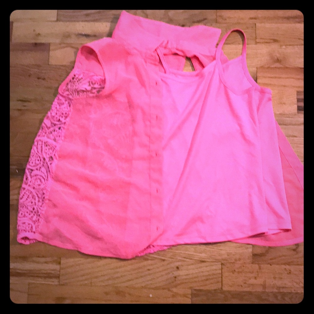 Pink Laced Kids Button up Top.
